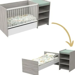 Baby Price Lit combiné évolutif Up chêne Silex (60 x 120 cm)