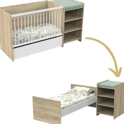 Discount Lit combiné évolutif Up chêne doré (60 x 120 cm) Lit Évolutif