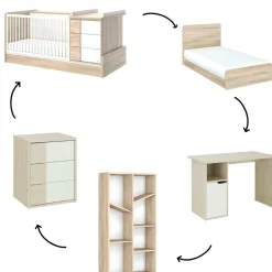 Clearance Lit compact évolutif Sacha chêne du bocage sans tiroir (70 x 140 cm) Lit Évolutif