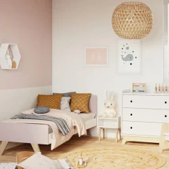 New Lit junior Madavin avec pieds en bouleau coloris au choix (90 x 200 cm) Lit Junior