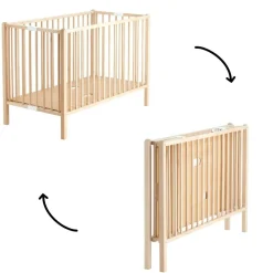 Combelle Lit pliable à barreaux Roméo naturel (120 X 60 cm)