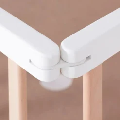 New Lit pliant en bois Mayla Naturel-Blanc (60 x 120 cm) Lit À Barreaux