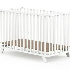 New Lit pliant en bois Mayla Blanc (60 x 120 cm) Lit À Barreaux