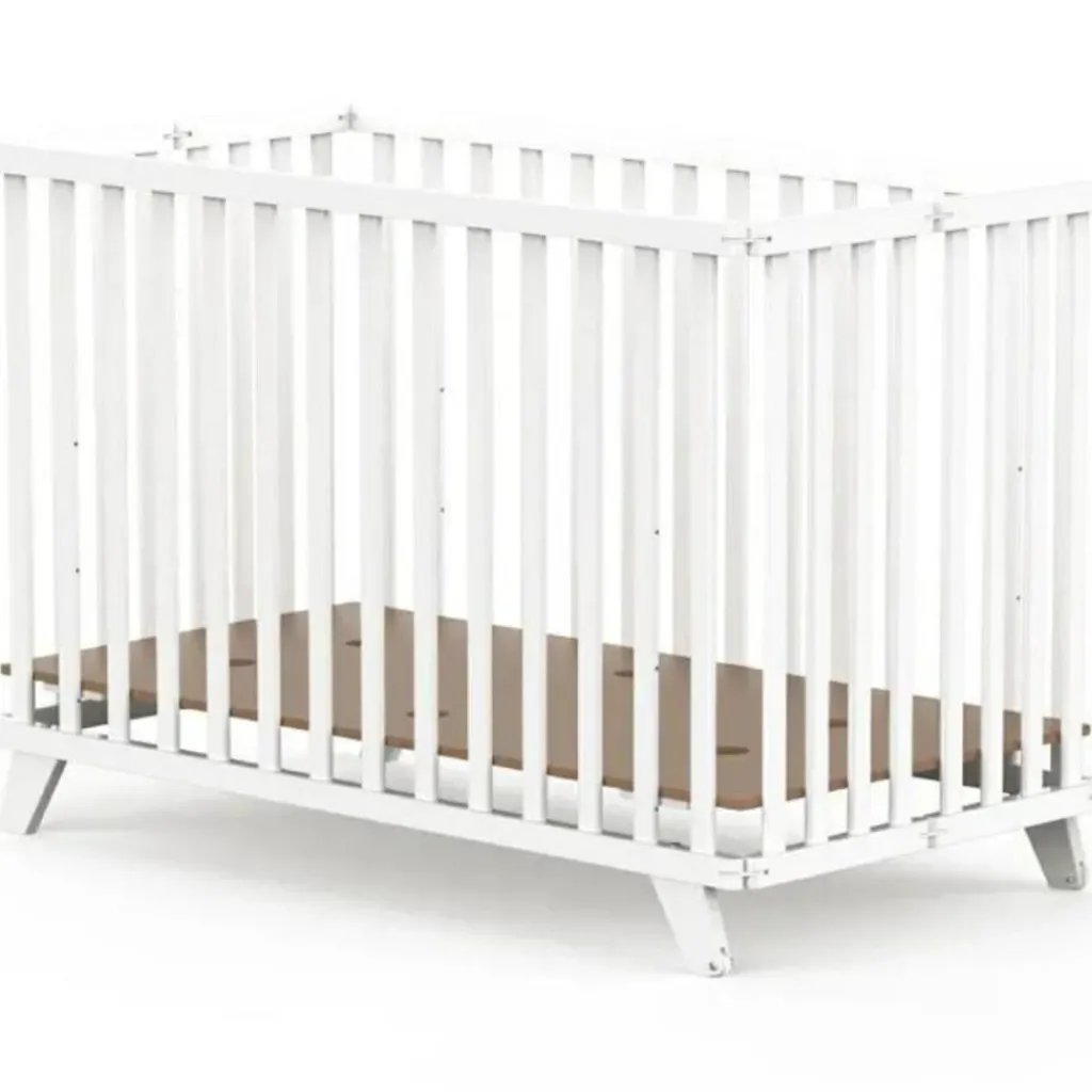 New Lit pliant en bois Mayla Blanc (60 x 120 cm) Lit À Barreaux