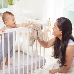 New Lit pliant en bois Mayla Blanc (60 x 120 cm) Lit À Barreaux