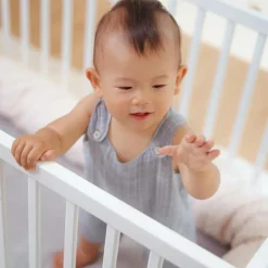 New Lit pliant en bois Mayla Blanc (60 x 120 cm) Lit À Barreaux