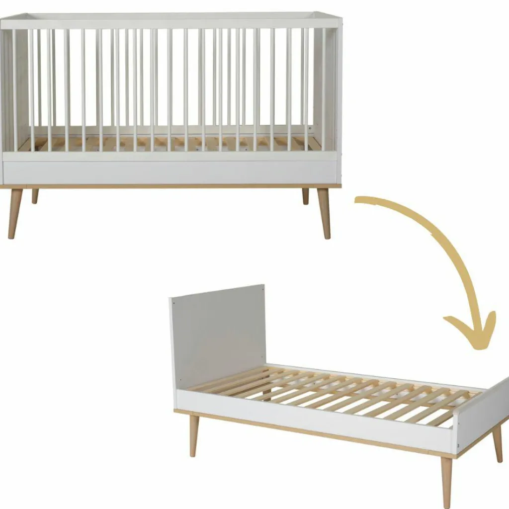 New Lit évolutif Flow White-Oak (140 x 70 cm) Lit Évolutif