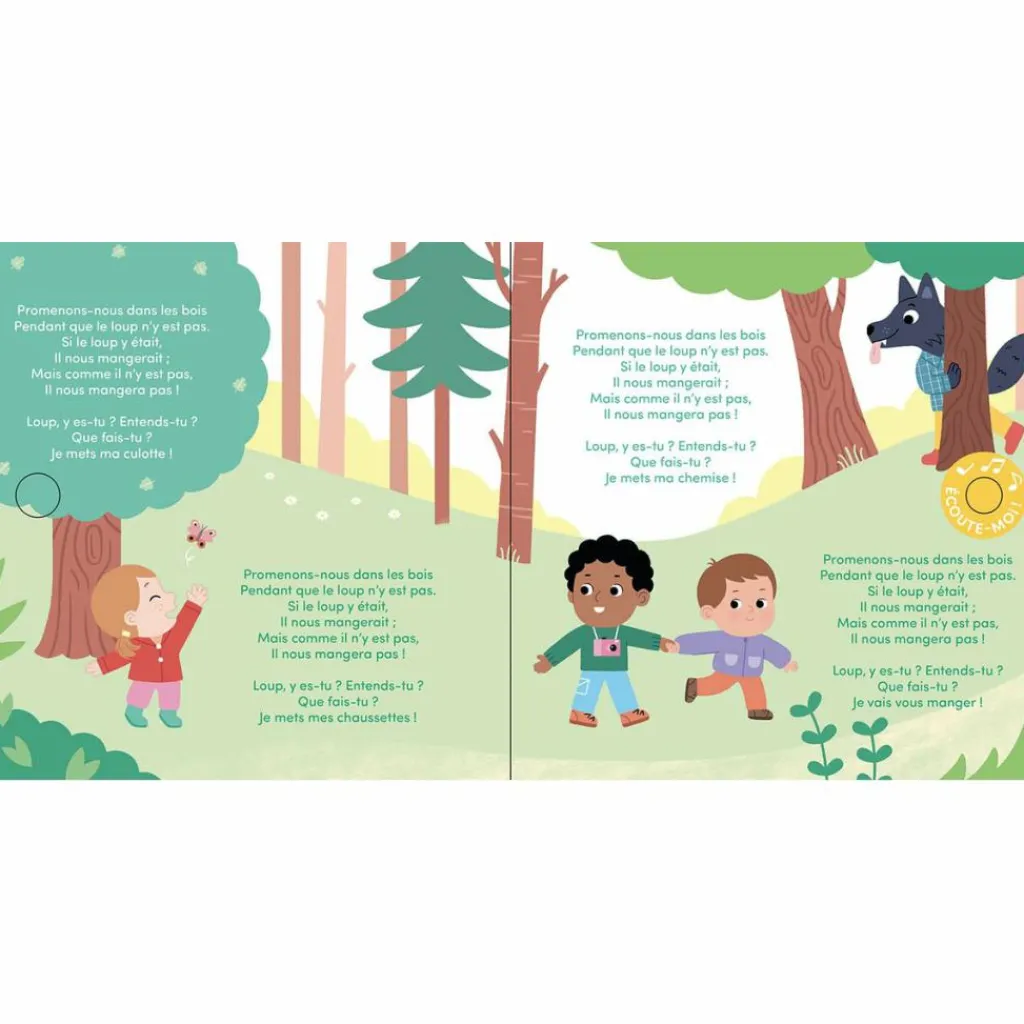 Auzou Editions Livre sonore Ma comptine animée - Promenons-nous dans les bois