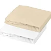 Domiva Lot 2 draps housses jersey blanc et beige (60 x 120 cm)