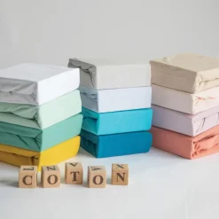 Hot Lot alèse blanc et drap housse vert de gris (60 x 120 cm) Alèse Lit Bébé