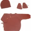 Clearance Lot brassière, bonnet et chaussons Terracotta (0-1 mois) Layette Bébé