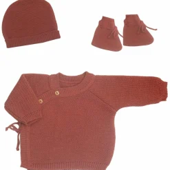 Clearance Lot brassière, bonnet et chaussons Terracotta (0-1 mois) Layette Bébé
