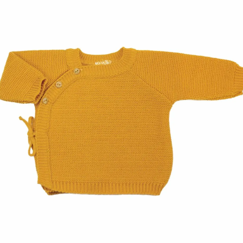 Trois Kilos Sept Lot brassière, bonnet et chaussons Moutarde (0-1 mois)