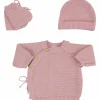 Trois Kilos Sept Lot brassière, bonnet et chaussons Vieux Rose (0-1 mois)