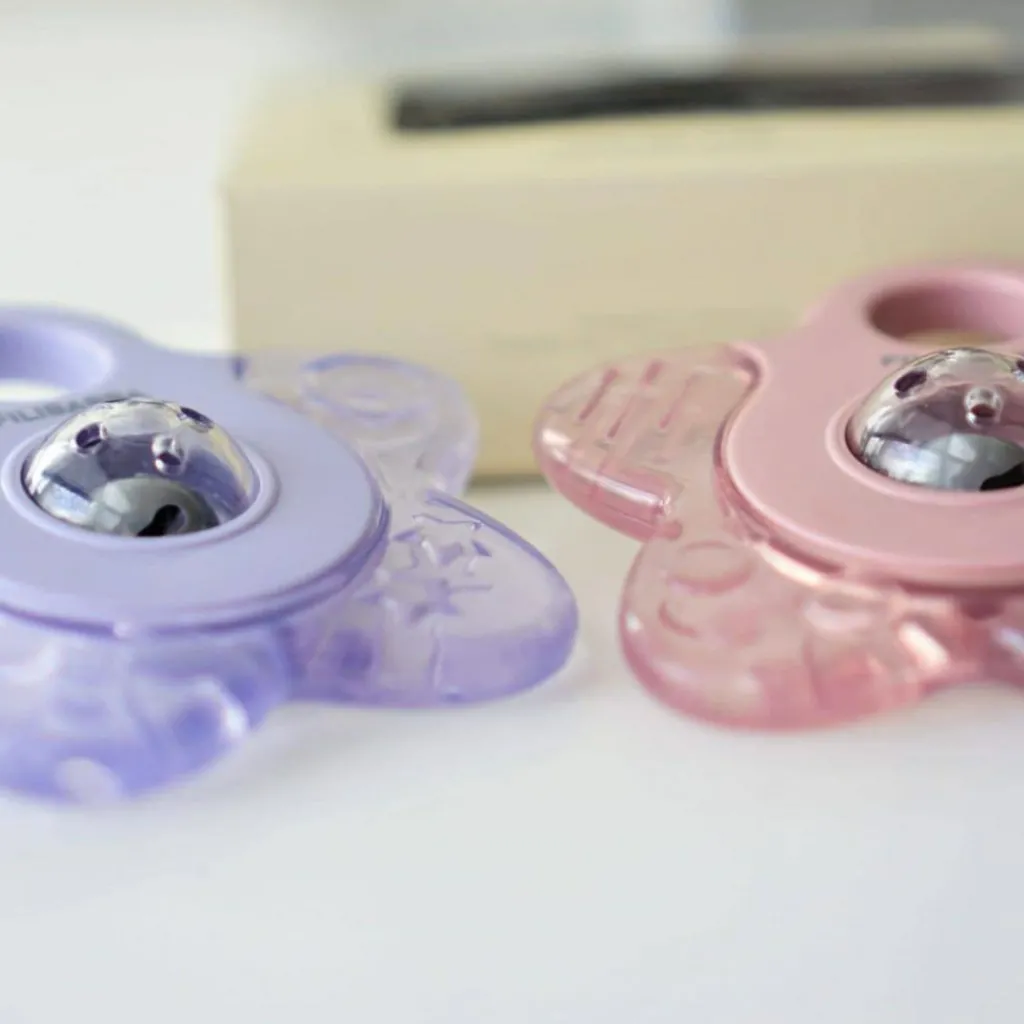 Filibabba Lot de 2 anneaux de dentition étoile rose