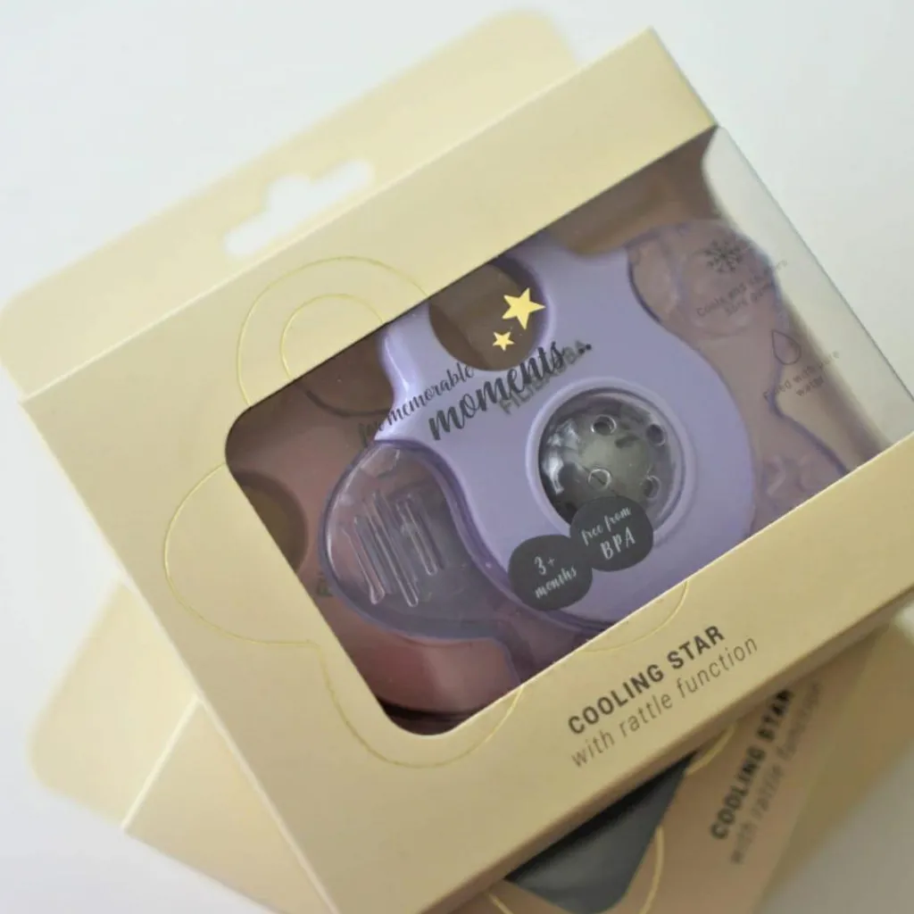 Filibabba Lot de 2 anneaux de dentition étoile rose