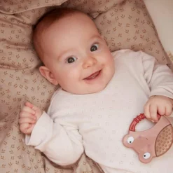 Filibabba Lot de 2 anneaux de dentition animaux jaune et caramel