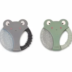 Filibabba Lot de 2 anneaux de dentition animaux gris et vert