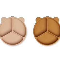 Liewood Lot de 2 assiettes à compartiments ventouse Stacy Mustard tuscany rose mix