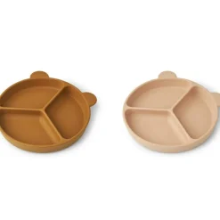 Liewood Lot de 2 assiettes à compartiments ventouse Stacy Mustard tuscany rose mix