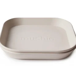 Mushie Lot de 2 assiettes carrées Ivory