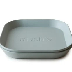 Mushie Lot de 2 assiettes carrées Sage