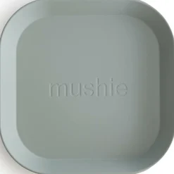 Mushie Lot de 2 assiettes carrées Sage