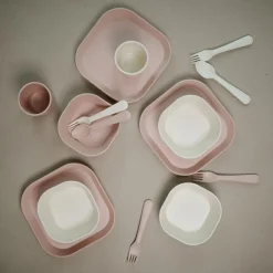 Mushie Lot de 2 assiettes carrées Blush