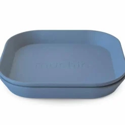 Mushie Lot de 2 assiettes carrées Twilight Blue