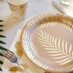 Discount Lot de 8 assiettes en carton kraft Tropi Chic palmier Assiettes En Carton
