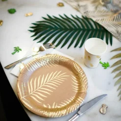 Discount Lot de 8 assiettes en carton kraft Tropi Chic palmier Assiettes En Carton