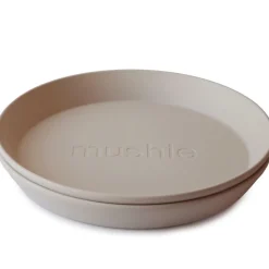 Mushie Lot de 2 assiettes rondes Vanilla