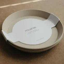 Mushie Lot de 2 assiettes rondes Vanilla