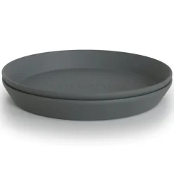 Mushie Lot de 2 assiettes rondes Smoke