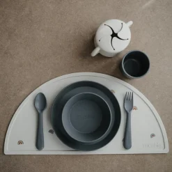 Mushie Lot de 2 assiettes rondes Smoke