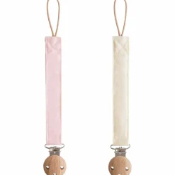 Mushie Lot de 2 attaches-sucettes en lin Blush-Cream