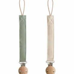 Outlet Lot de 2 attaches-sucettes en lin Olive-Sand Attache Sucette