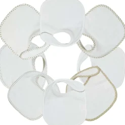 Trois Kilos Sept Lot de 7 bavoirs à velcro Essentiel écrus