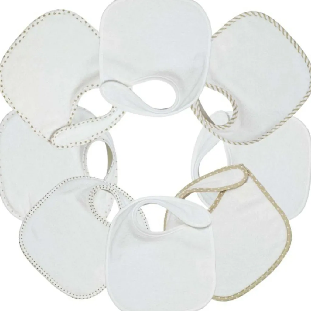 Trois Kilos Sept Lot de 7 bavoirs à velcro Essentiel écrus