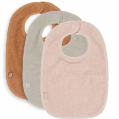 Jollein Lot de 3 bavoirs à velcro Pale pink-Nougat-Caramel
