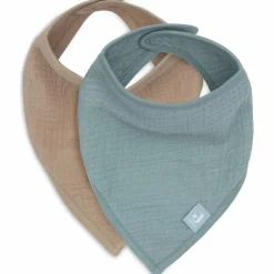 Jollein Lot de 2 bavoirs bandana gaze de coton Sea Green-Biscuit