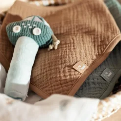 Jollein Lot de 2 bavoirs bandana gaze de coton Sea Green-Biscuit