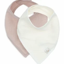 Sale Lot de 2 bavoirs bandana gaze de coton Wild Rose-Oatmeal Bavoirs