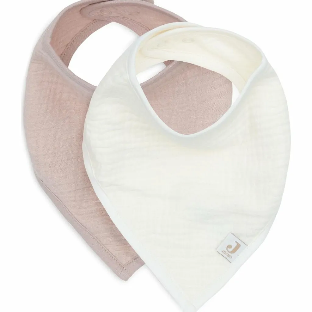 Sale Lot de 2 bavoirs bandana gaze de coton Wild Rose-Oatmeal Bavoirs