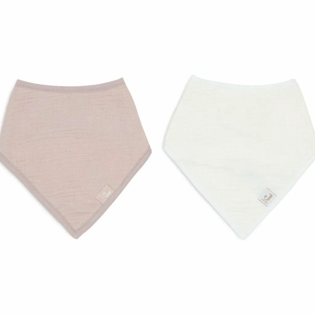 Sale Lot de 2 bavoirs bandana gaze de coton Wild Rose-Oatmeal Bavoirs