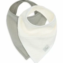 Jollein Lot de 2 bavoirs bandana gaze de coton Olive Green-Oatmeal