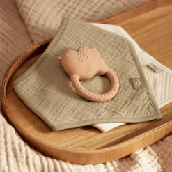 Jollein Lot de 2 bavoirs bandana gaze de coton Olive Green-Oatmeal