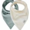 Best Lot de 2 bavoirs bandana Velvet Rib Sea Green-Ivory Bavoirs