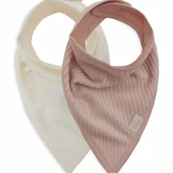 Jollein Lot de 2 bavoirs bandana Velvet Rib Wild Rose-Ivory