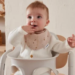 Noukie's Lot de 2 bavoirs bandanas en mousseline Bali, Moka & Snow